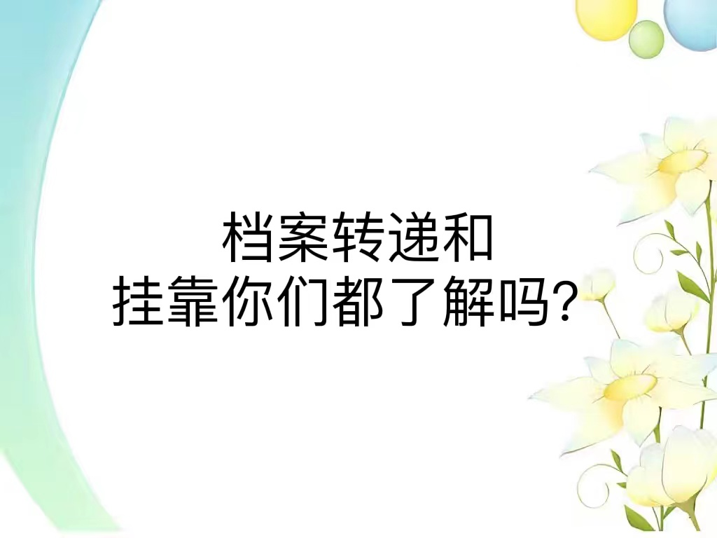 档案转递和挂靠你们都了解吗？