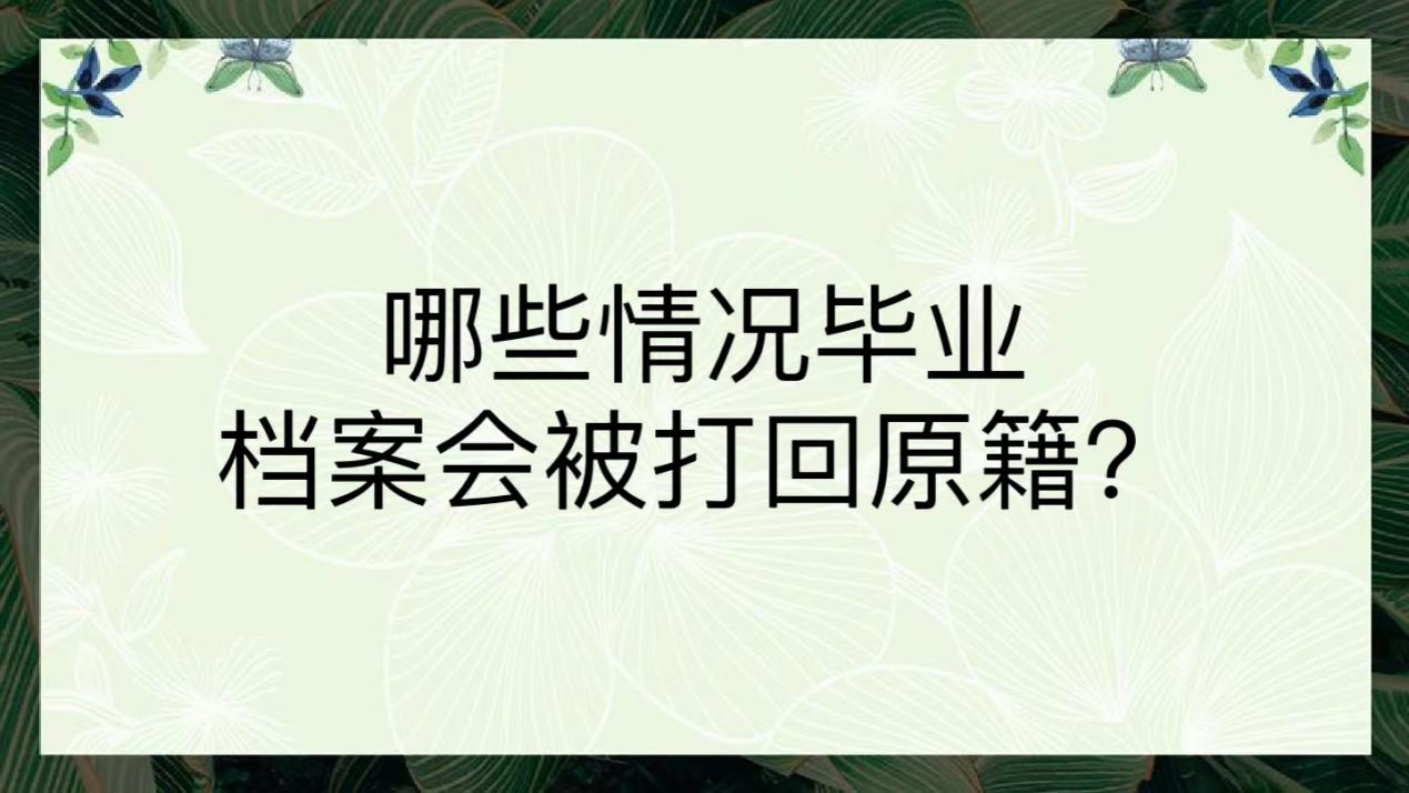 哪些情况毕业档案会被打回原籍？