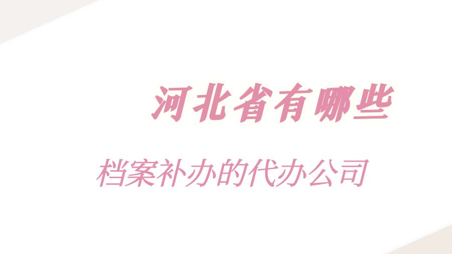 河北省有哪些档案补办的代办公司？