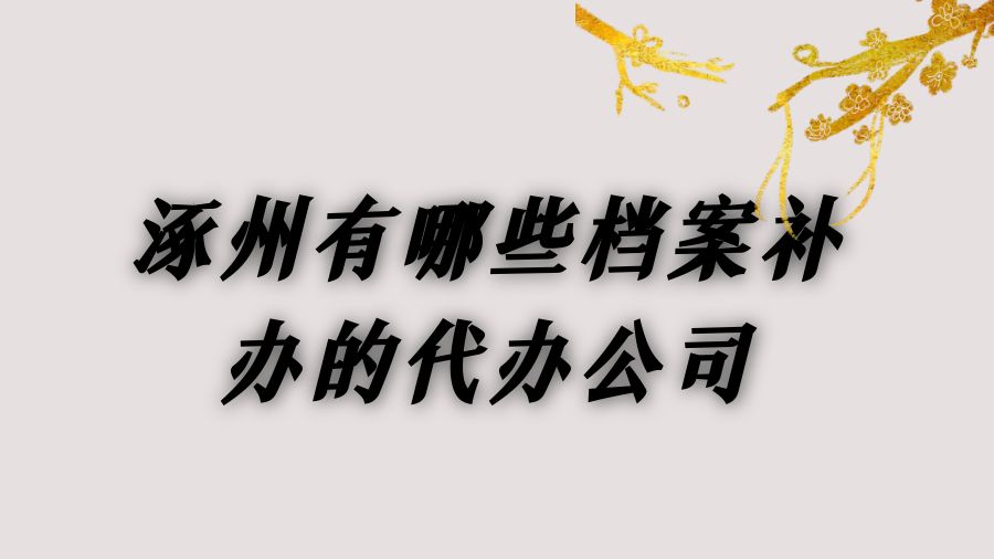 涿州有哪些档案补办的代办公司？
