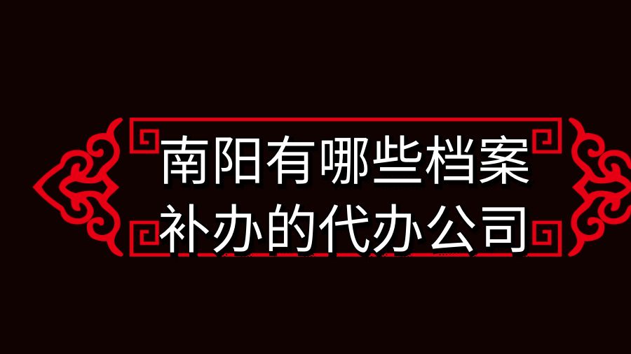 南阳有哪些档案补办的代办公司？