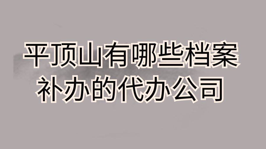 平顶山有哪些档案补办的代办公司？