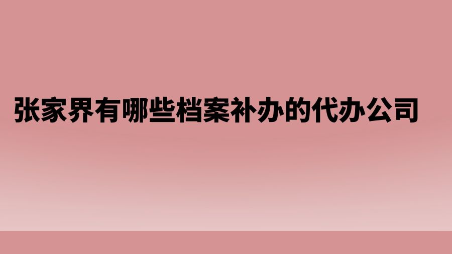 张家界有哪些档案补办的代办公司？