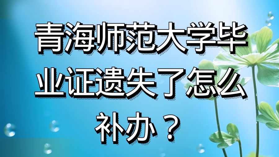 青海师范大学毕业证遗失了怎么补办？