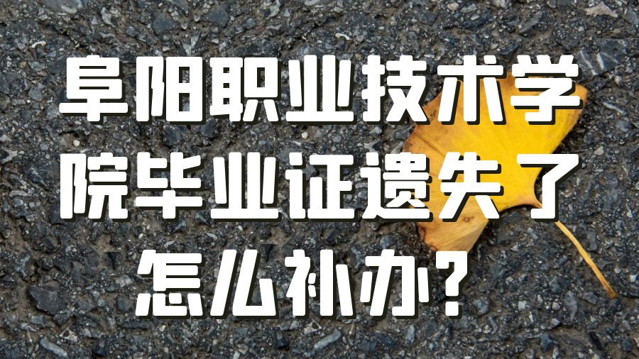 阜阳职业技术学院毕业证遗失了怎么补办？