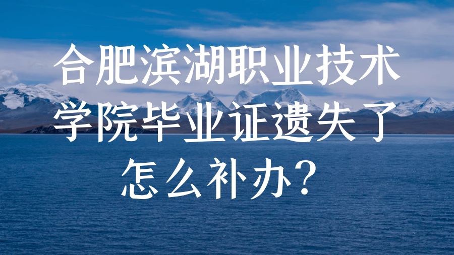 合肥滨湖职业技术学院毕业证遗失了怎么补办？