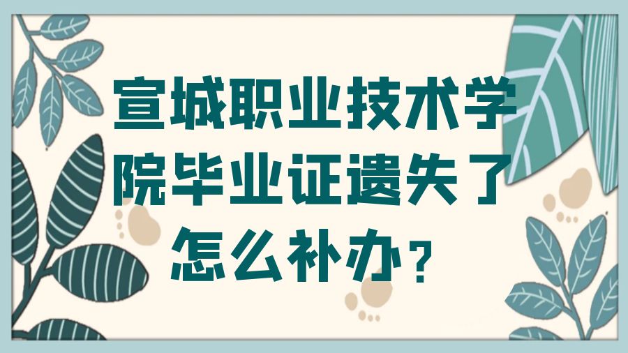 宣城职业技术学院毕业证遗失了怎么补办？
