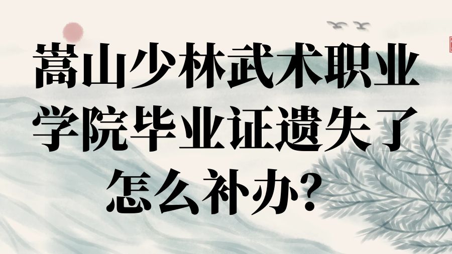 嵩山少林武术职业学院毕业证遗失了怎么补办？